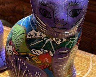 Folk Art Clay Cat Figurine