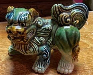 Vintage Pair of Chinese FooDogs Majolica Style Komainu Shishi Lion