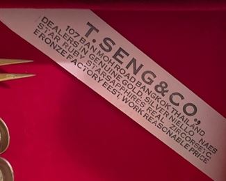 T. Seng & Company Bangkok, Thailand ~ Brass & Teak Wood Flatware Set & Chest