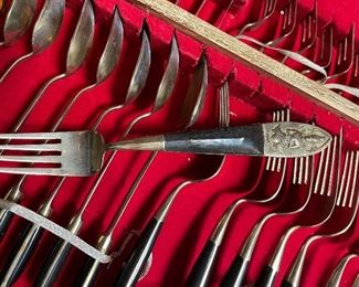 T. Seng & Company Bangkok, Thailand ~ Brass & Teak Wood Flatware Set & Chest
