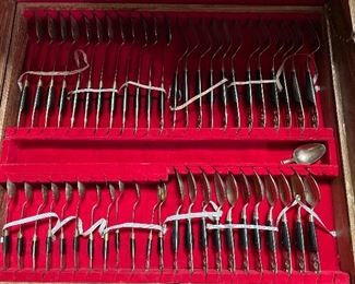 T. Seng & Company Bangkok, Thailand ~ Brass & Teak Wood Flatware Set & Chest