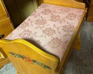 Vintage Western California Ranch Mission Spanish Revival Monterey Era Coronado 1930's Furniture Hand Painted Floral ~ La Fiesta Style Desk/Vanity & Bench 