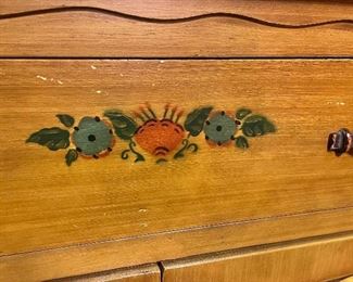Vintage Western California Ranch Mission Spanish Revival Monterey Era Coronado 1930's Furniture Hand Painted Floral ~ La Fiesta Style Secretary Desk