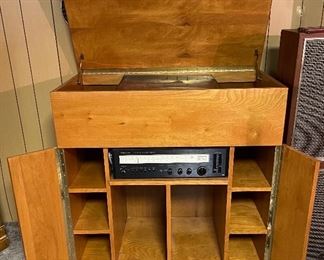 Hand Crafted Stereo Cabinet, Realistic AM/FM Stereo Receiver, Speakers