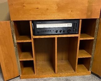 Hand Crafted Stereo Cabinet, Realistic AM/FM Stereo Receiver, Speakers