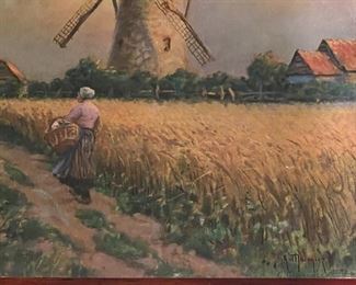 Framed, Signed "Windmill" by G. Macogioz