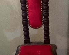 Vintage Red Narrow High Back Jacobean Hall Prayer Chair Renaissance Revival Gothic