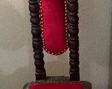 Vintage Red Narrow High Back Jacobean Hall Prayer Chair Renaissance Revival Gothic