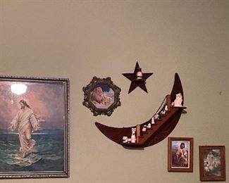 Assorted Household Decor, Wooden Cross Decoration, Wind Chime 