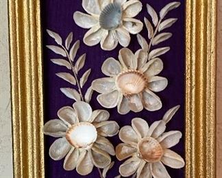 Framed Floral Design Made with Seashells