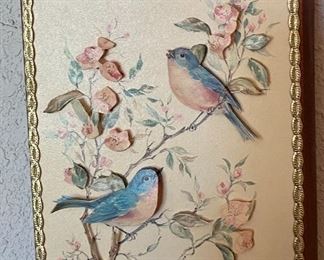 Hand Crafted Art Three D Birds Decoupage