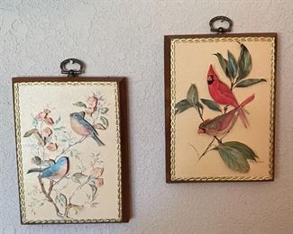 Hand Crafted Art Three D Birds Decoupage