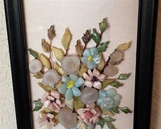 Framed Floral Design Made with Precious Stones