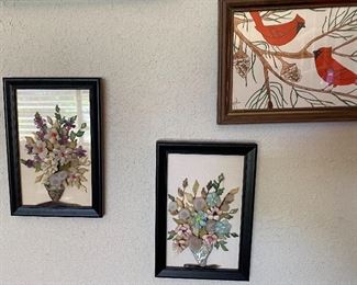 Framed Floral Design Made with Precious Stones, Framed Cardinals Card