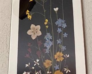 Framed Dried Enclosed Pressed Flowers in Stained Glass