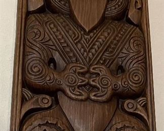 Vintage Maori Warrior Mask Wall Hanging Hand Carved