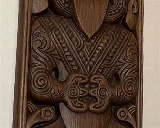 Vintage Maori Warrior Mask Wall Hanging Hand Carved