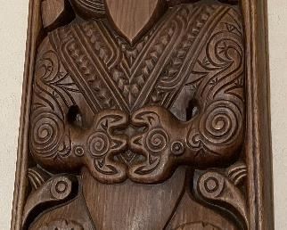 Vintage Maori Warrior Mask Wall Hanging Hand Carved