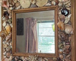 Hand Crafted Mounted Seashell Wall Mirror