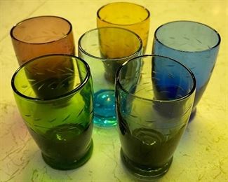 Vintage Etched Shot Glasses