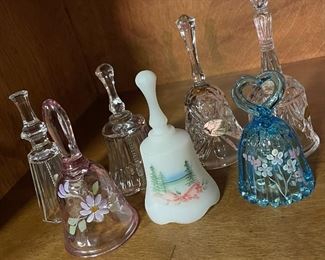 Assorted Fenton Hand Painted & Crystal Dinner Bells