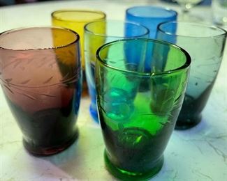 Vintage Etched Shot Glasses