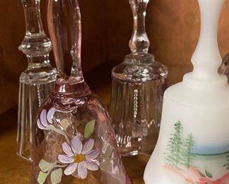 Assorted Fenton Hand Painted & Crystal Dinner Bells
