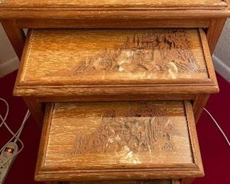Vintage Deep Carved Nesting Tables