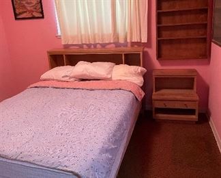 Full Size Bedroom Set, Vintage Full Size Burnett's Headboard & Nightstand, Hand Crafted Shadow Box/Shelving