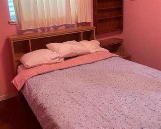 Full Size Bedroom Set, Vintage Full Size Burnett's Headboard & Nightstand, Hand Crafted Shadow Box/Shelving, Framed Crafted Sea Shells