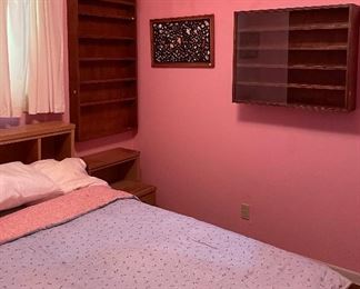 Full Size Bedroom Set, Vintage Full Size Burnett's Headboard & Nightstand, Hand Crafted Shadow Box/Shelving, Framed Crafted Sea Shells