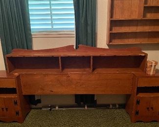 Hand Crafted Headboard Full Size Bed, Shadow/Shelving Box