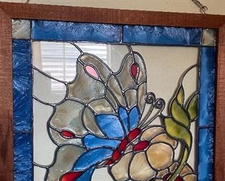 Hand Crafted Butterfly Stained Glass Painting