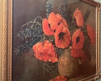 Gold Overlay Framed Poppy Seeds Flowers