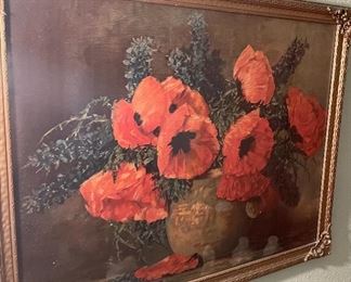 Gold Overlay Framed Poppy Seeds Flowers