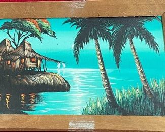 Framed Island Scenes Oil Paint on Wood