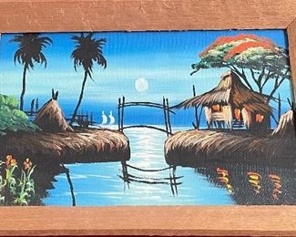 Framed Island Scenes Oil Paint on Wood