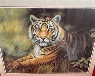 Framed & Signed "Tiger" Print in Brush by Qua Lemonds