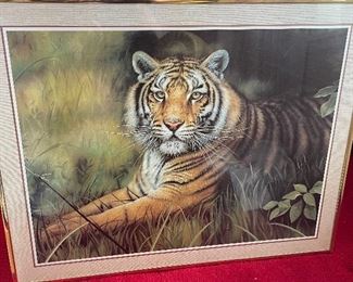 Framed & Signed "Tiger" Print in Brush by Qua Lemonds