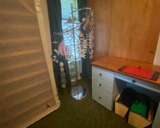 Assorted Hand Crafted & Sea Shells Hanging Chimes, Hand Crafted Desk, Office Supplies, Full Size Bed