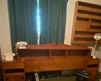 Hand Crafted Headboard Full Size Bed, Shadow/Shelving Box, Push Button Desk Telephone, Briefcases