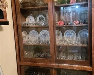 Assorted Stemware, Assorted Collectible Plates, Porcelain Flowers, Hand Crafted Desk