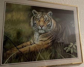 Framed & Signed "Tiger" Print in Brush by Qua Lemonds