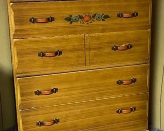 Vintage Western California Ranch Mission Spanish Revival Monterey Era Coronado 1930's Furniture Hand Painted Floral ~ La Fiesta Style Chest of Drawers