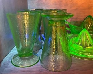 Assorted Depression Uranium Glassware