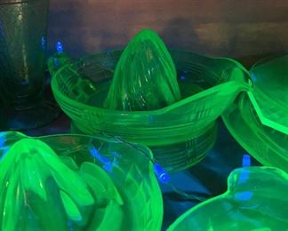 Assorted Depression Uranium Glassware