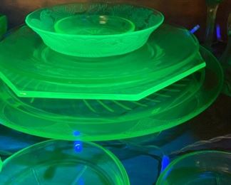 Assorted Depression Uranium Glassware