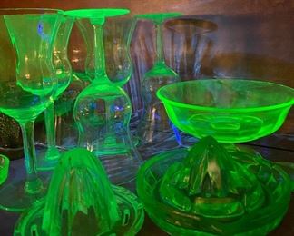 Assorted Depression Uranium Glassware