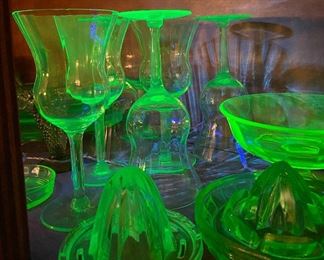 Assorted Depression Uranium Glassware