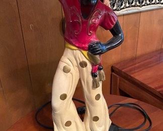 Vintage 40's Chalkware Pair Aladdin Magic Genie Mid Century Shades Figural Lamps